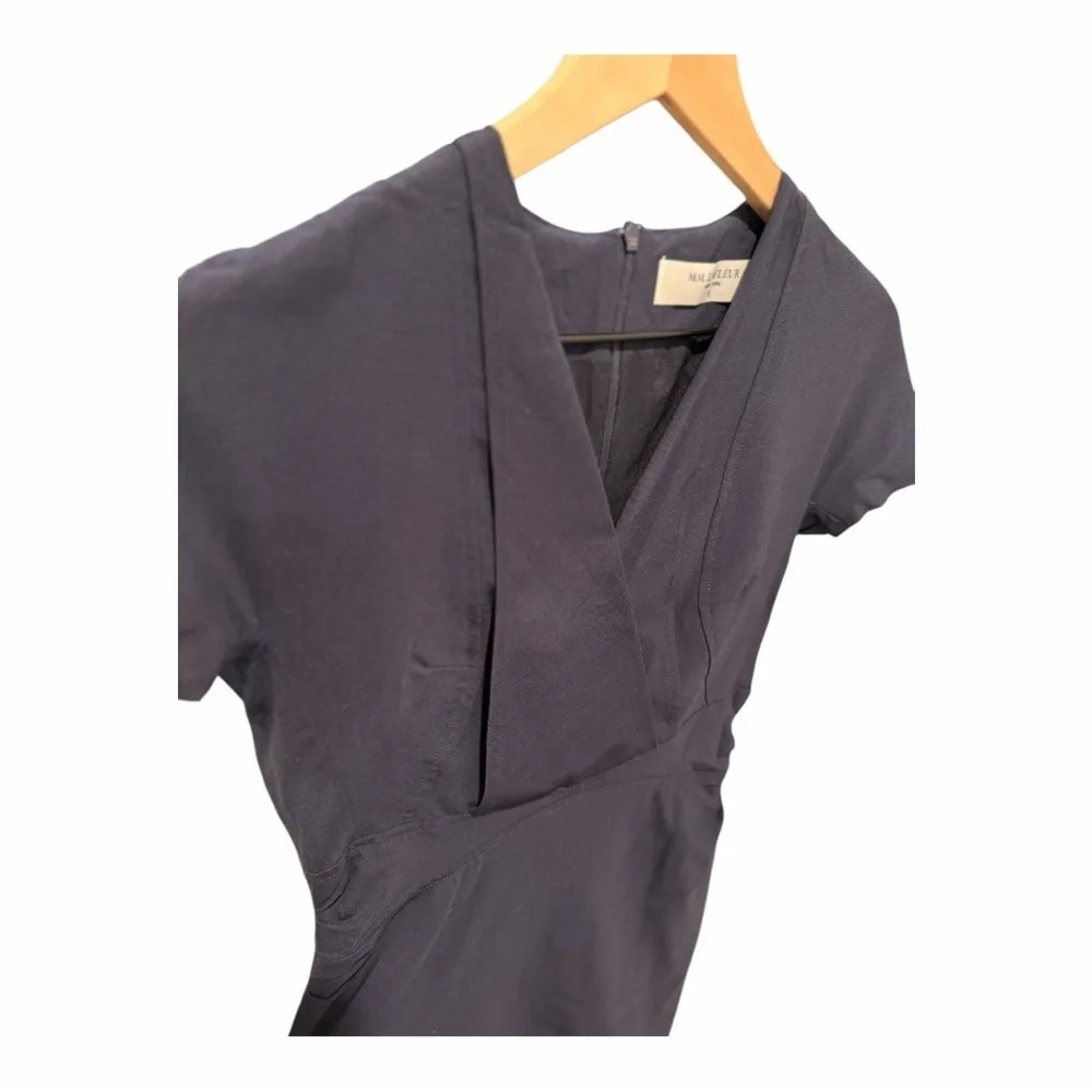 MM.LaFleur Navy Wool Sheath Dress 6 Workwear Career Professional Note Flaw Blue - Picture 7 of 11